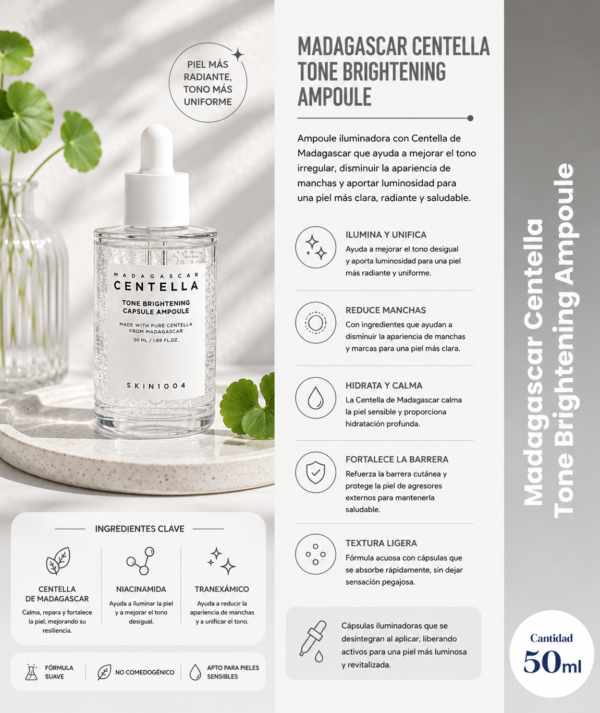 madagascar centella ampolla iluminadora 50ml skin1004