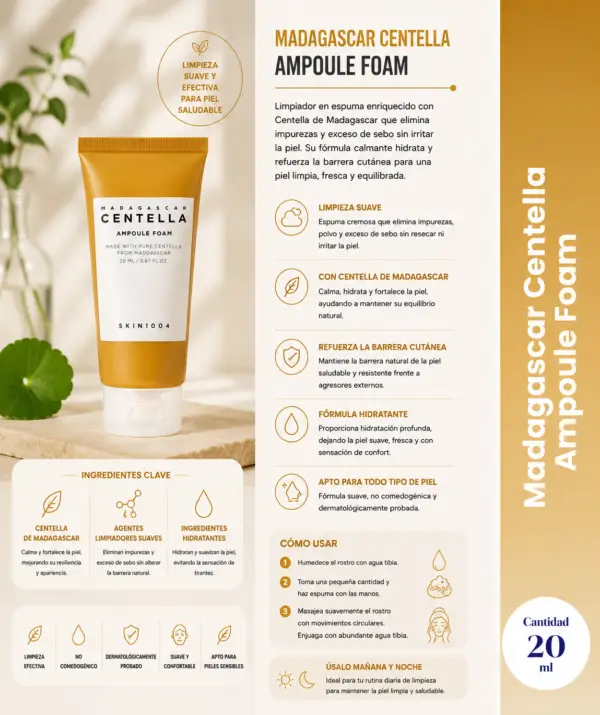 limpiador de centella ampoule foam 20 ml skin1004