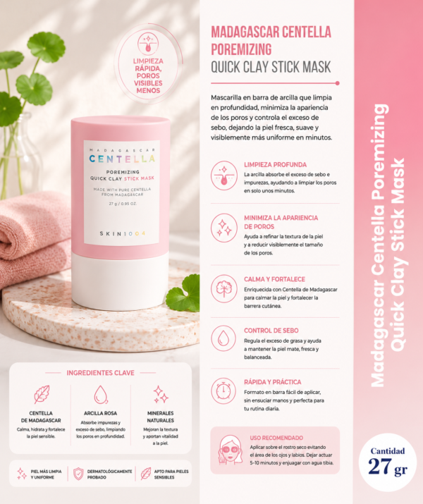 madagascar centella poremizing clay stick mask 27gr skin1004