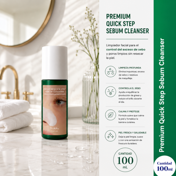 premium quick step serum cleanser 100ml – limpiador facial para piel grasa y control de sebo